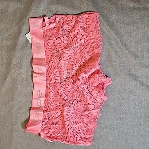 NWT Bebe pink lace boy shorts